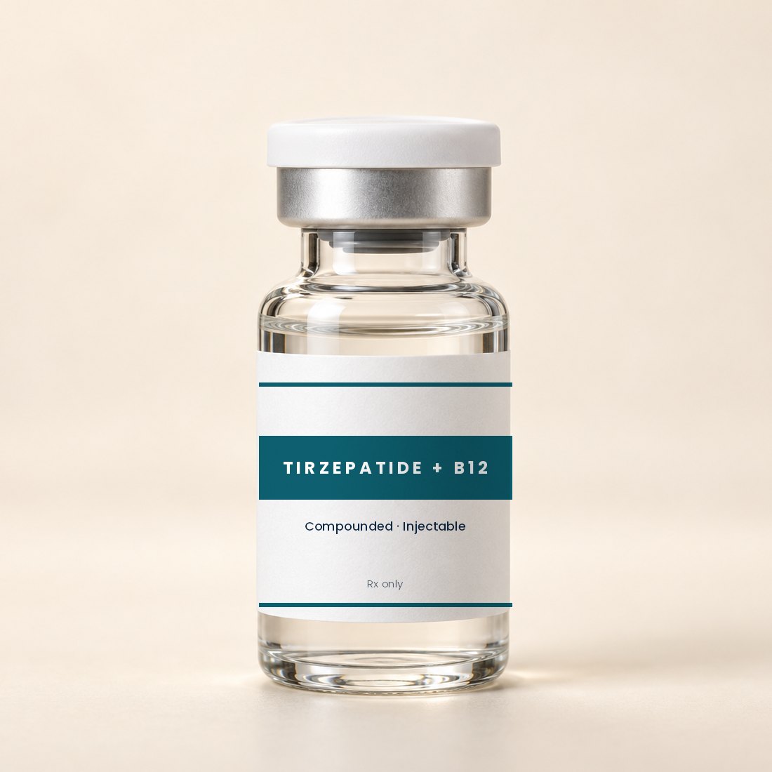 Compounded Tirzepatide + B12 vial
